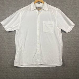 The Territory Ahead Mens White Short Sleeve Textured Check Pattern Button Down L